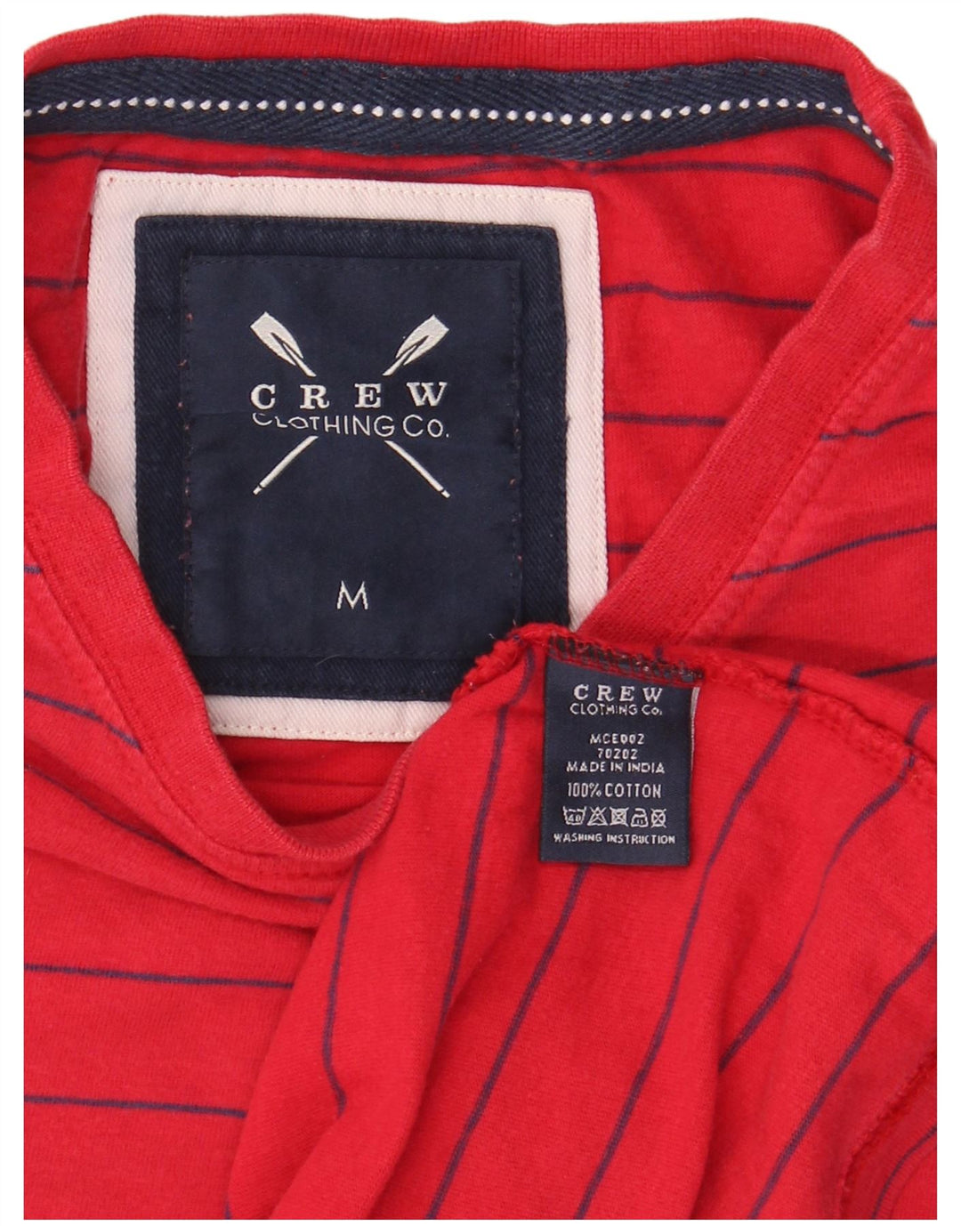 Crew Clothing Мужская футболка из хлопка среднего размера в красную полоску