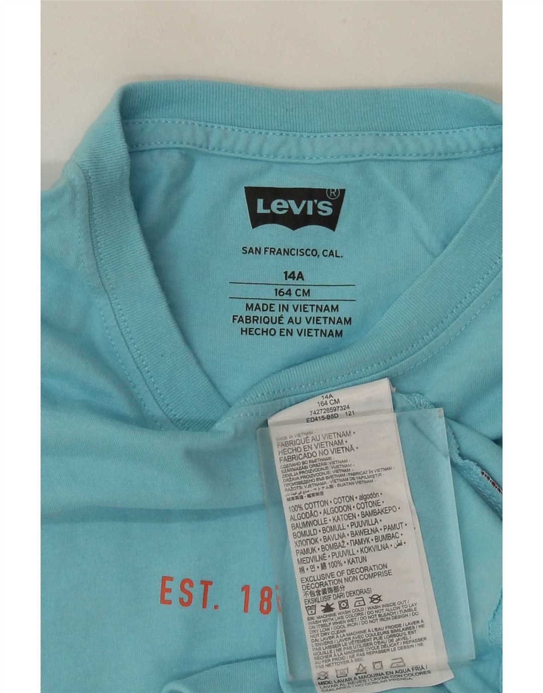 Футболка с рисунком Levi's для мальчиков, топ 13-14 лет, синяя, хлопок