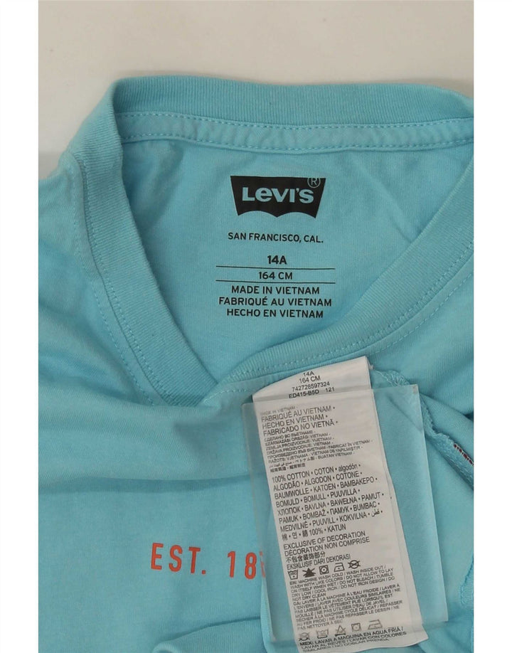 Футболка с рисунком Levi's для мальчиков, топ 13-14 лет, синяя, хлопок