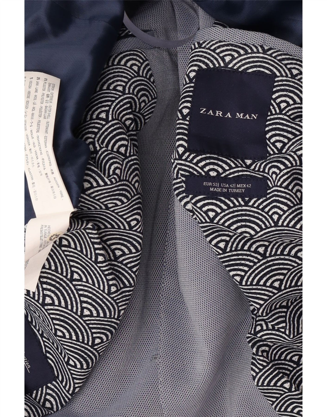 Мужской пиджак Zara на 2 пуговицах EU 52, большой синий полиэстер