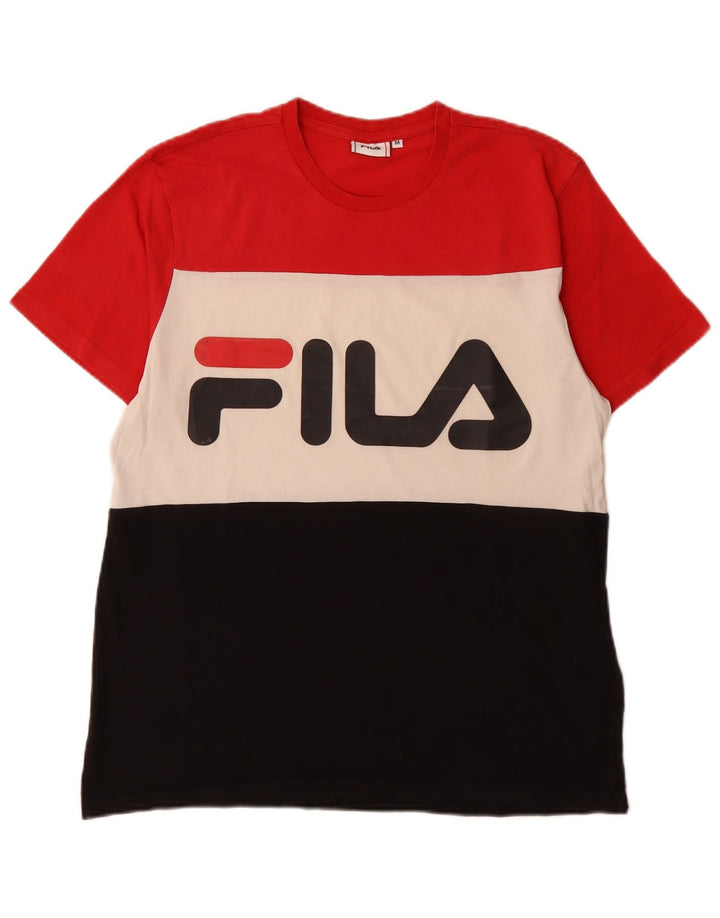 Fila Мужская футболка с рисунком Топ среднего размера, разноцветный хлопок с цветными блоками