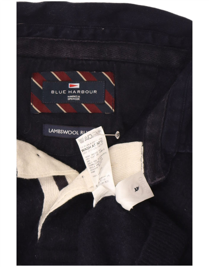 Мужской джемпер с воротником-поло Marks & Spencer Blue Harbour, большой темно-синий