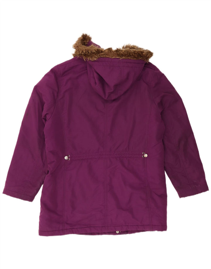 Женская парка Marks & Spencer с капюшоном UK 20 2XL Фиолетовый полиэстер