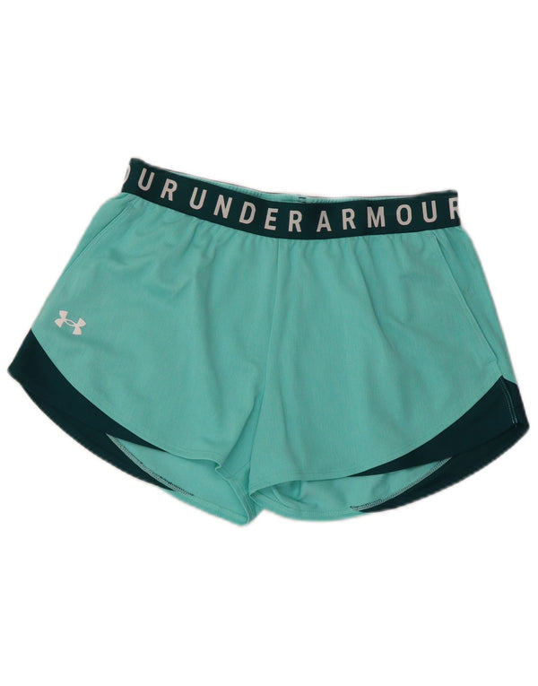 Женские спортивные шорты с графическим рисунком Under Armour UK 12, средние, бирюзовые, с цветными блоками