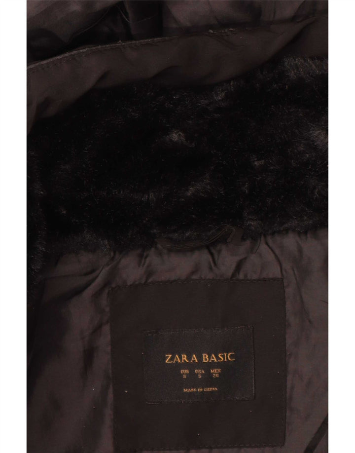 Женская стеганая куртка с капюшоном Zara UK 10, маленькая, черная
