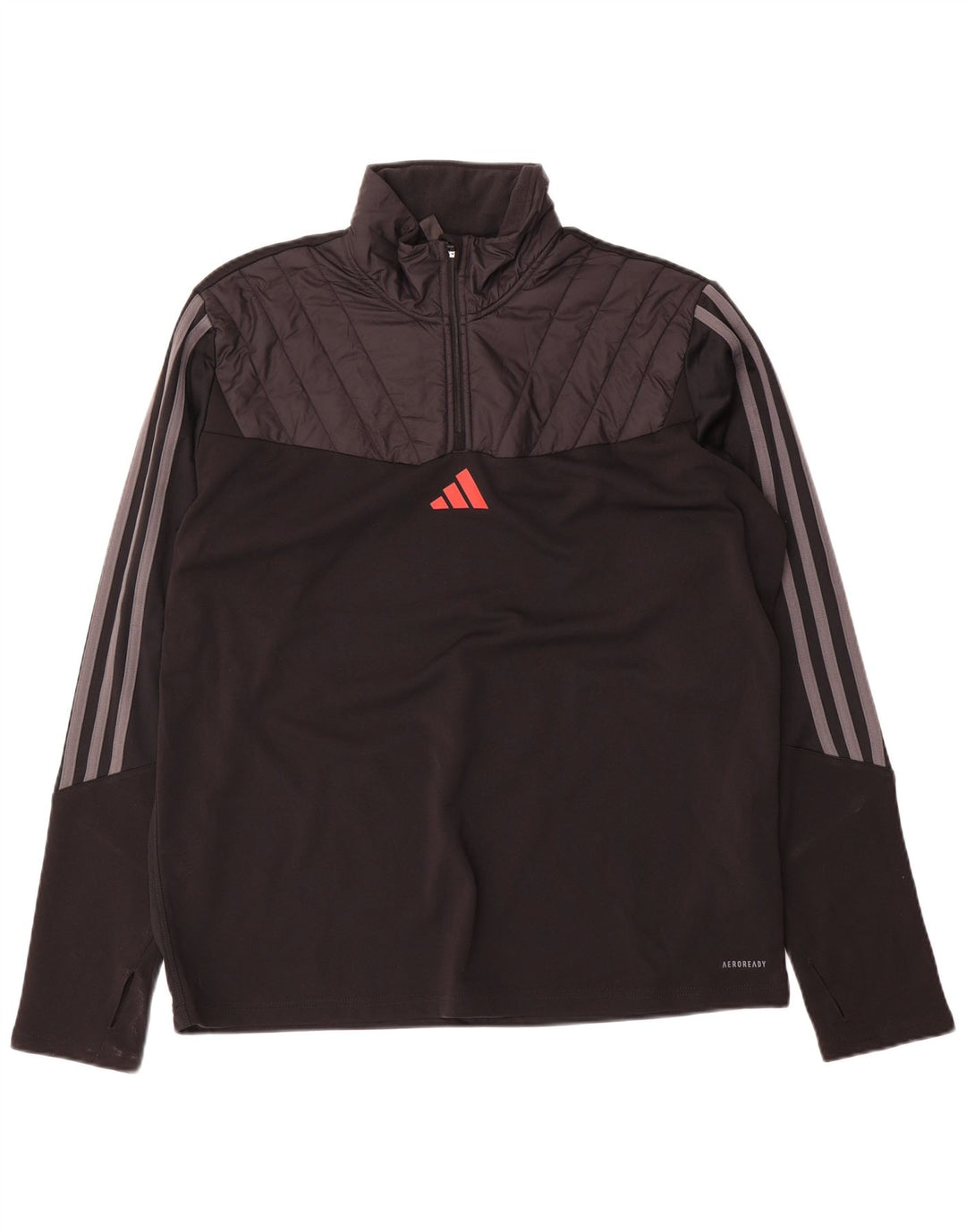 Мужской пуловер с воротником на молнии Adidas Aeroready, спортивный костюм, топ XL, черный с цветными блоками