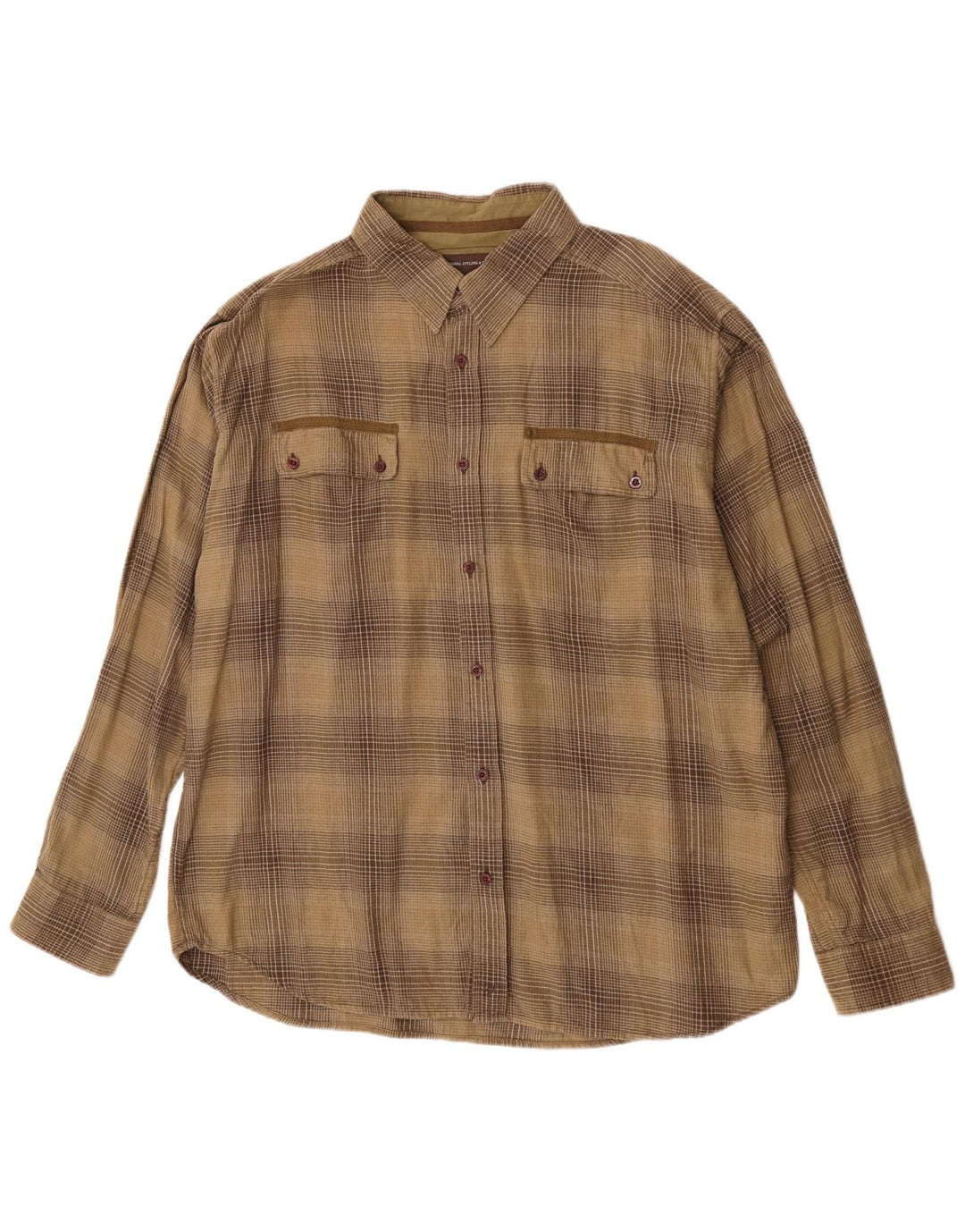 Мужская фланелевая рубашка Wrangler 2XL, цвет хаки, хлопок в клетку