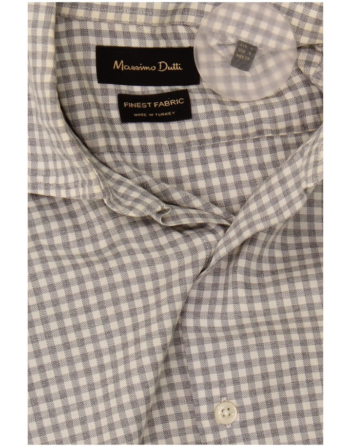 Мужская рубашка Massimo Dutti, маленькая серая в клетку