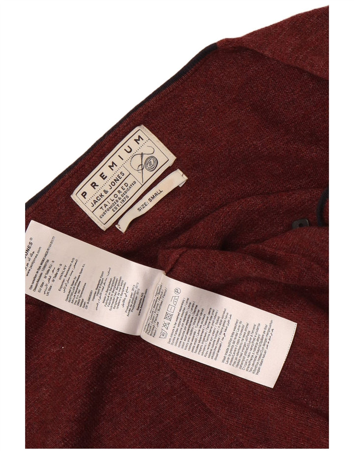 JACK & JONES Мужской джемпер с v-образным вырезом, маленький темно-бордовый хлопковый свитер