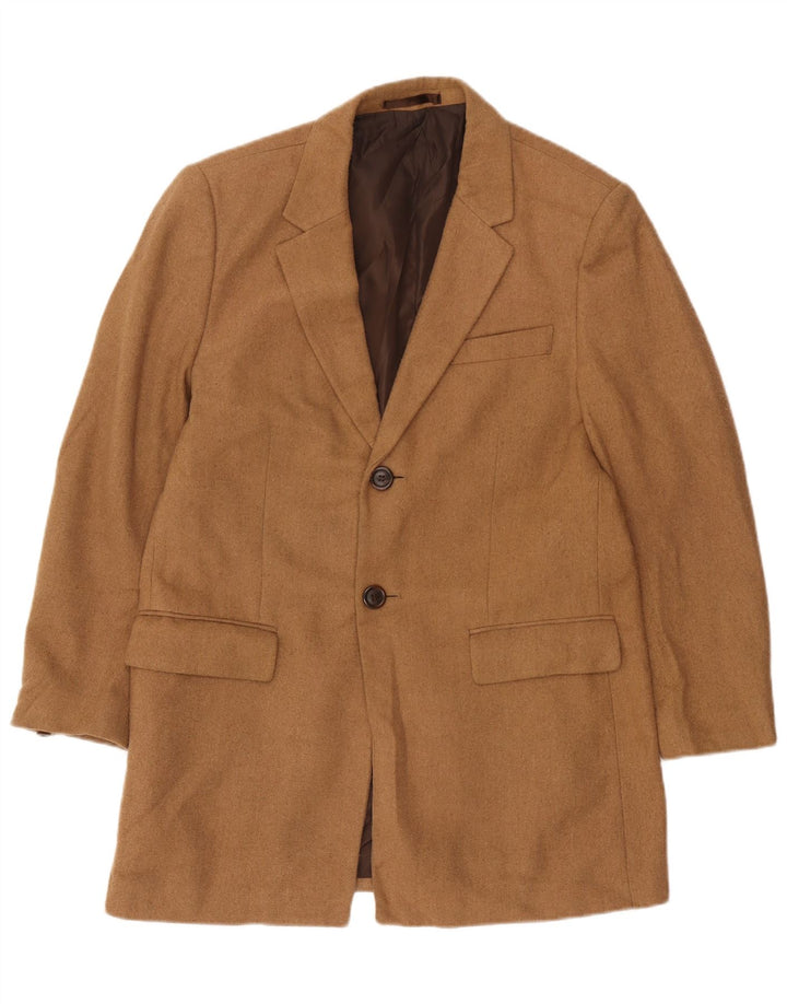 Мужской пиджак с двумя пуговицами Marks & Spencer UK 38, средний коричневый полиэстер