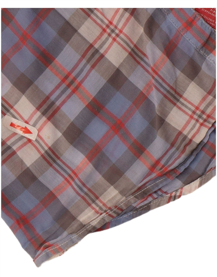 Женская рубашка Superdry с рукавом 3/4 UK 14, хлопковая синяя клетка среднего размера