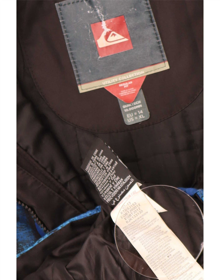 Лыжная куртка Quiksilver с графическим рисунком для мальчиков 13–14 лет, синяя, полиэстер