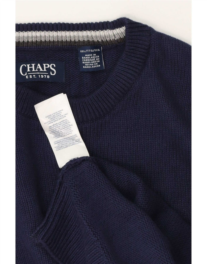 Мужской джемпер стандартного кроя Chaps с круглым вырезом, свитер 2XL, темно-синий, классический