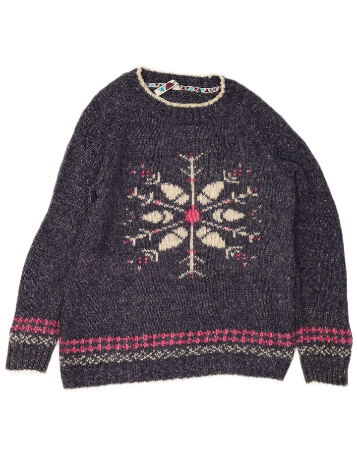 Женский джемпер с круглым вырезом Weird Fish, размер UK 10, маленький темно-синий Fair Isle