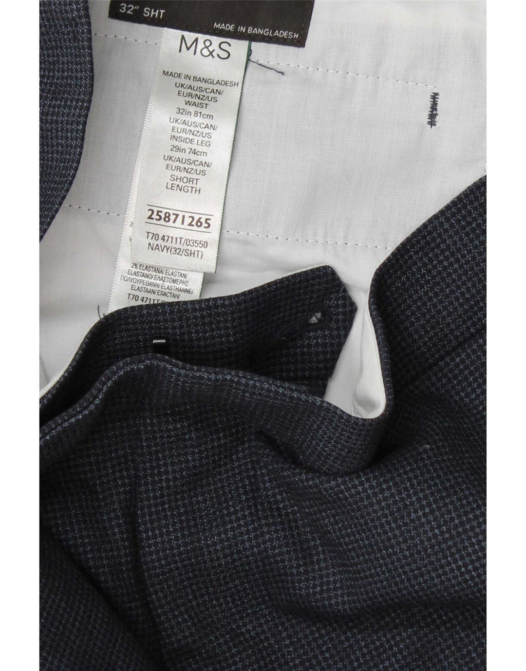 Мужские зауженные брюки Marks & Spencer W32 L29 Темно-синие в клетку