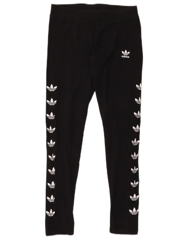 Женские леггинсы Adidas с рисунком UK 12, средний черный хлопок, черный