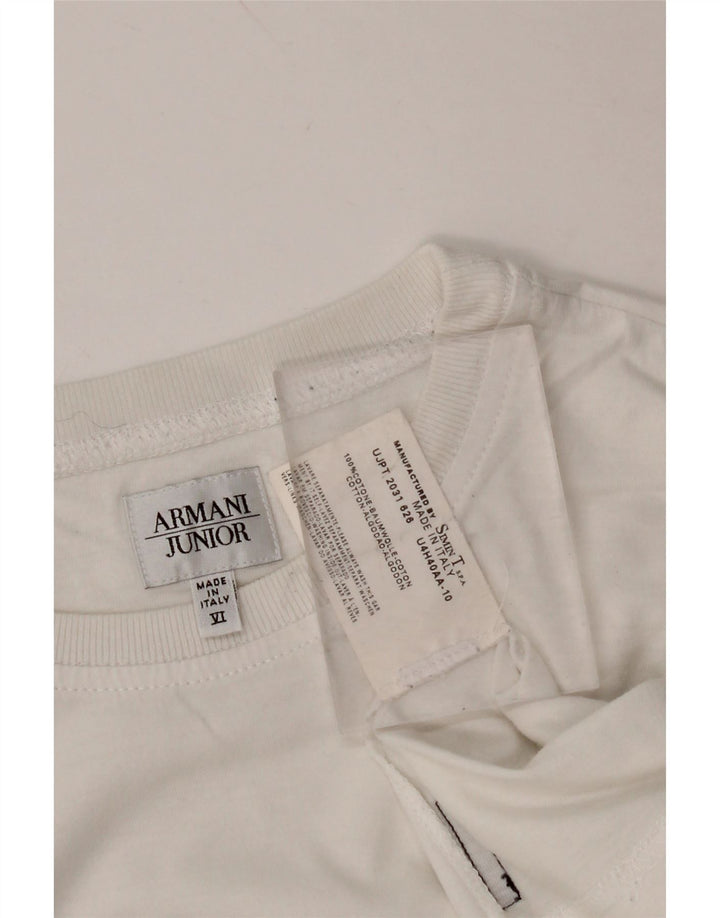 ARMANI JUNIOR Футболка с рисунком для мальчиков Топ 11-12 лет Белый хлопок
