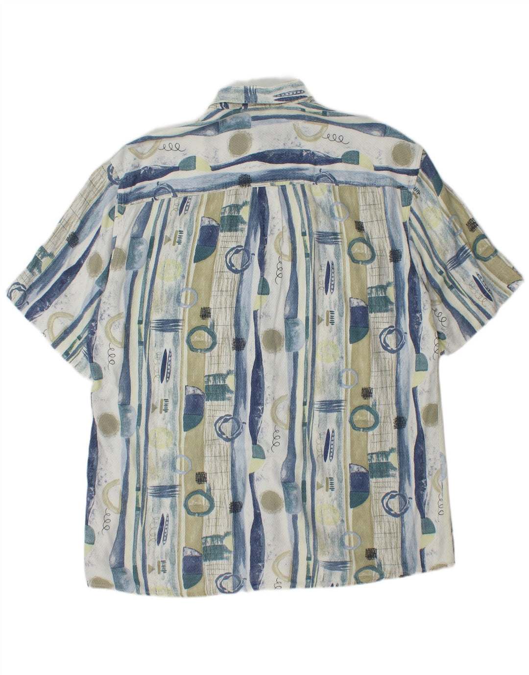 VINTAGE Мужская длинная рубашка с абстрактным узором, размер 41, большая синяя