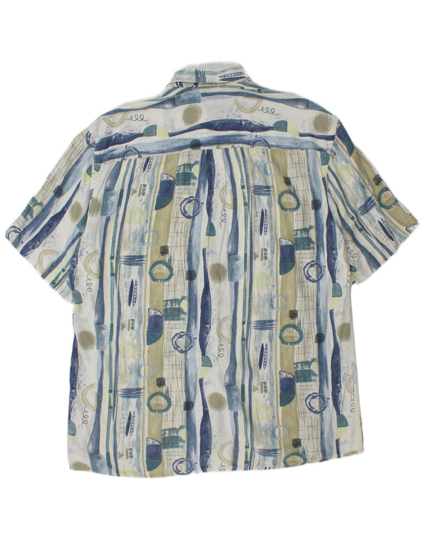 VINTAGE Мужская длинная рубашка с абстрактным узором, размер 41, большая синяя