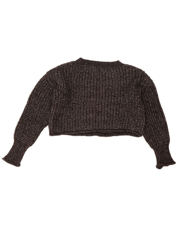 Женский укороченный джемпер с круглым вырезом Topshop UK 10, маленький серый в крапинку