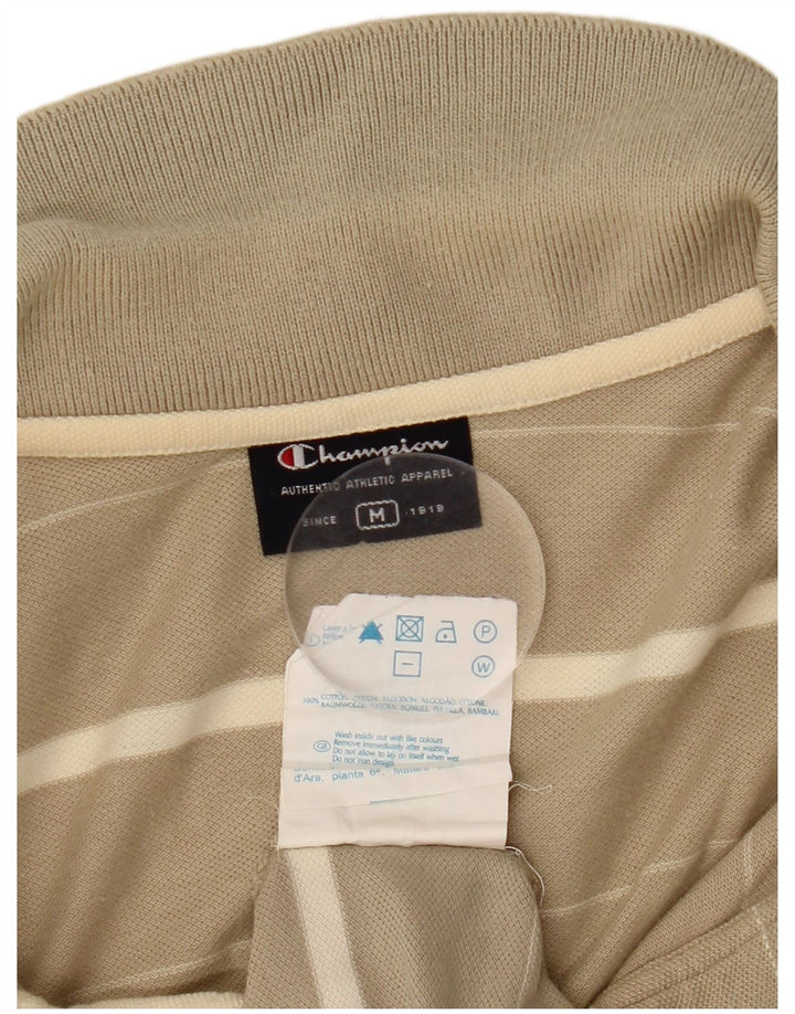 Мужская рубашка-поло Champion, хлопок в бежевую полоску среднего размера