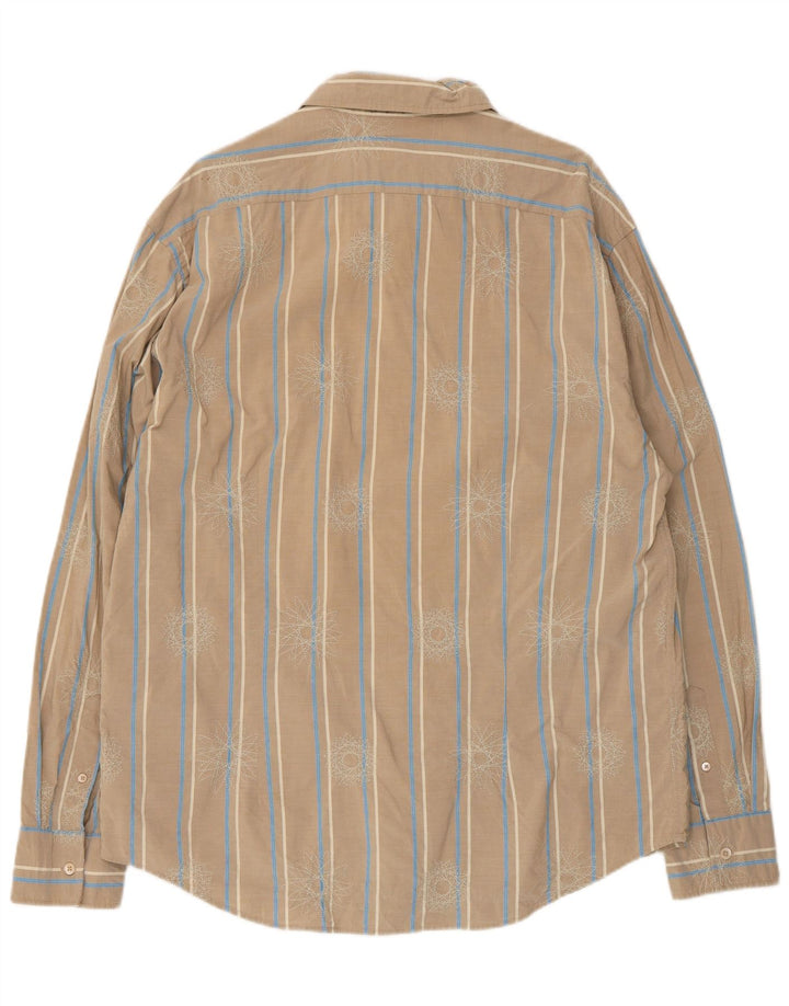 Мужская рубашка Ted Baker, размер 6, 2XL, хлопковая бежевая полоска