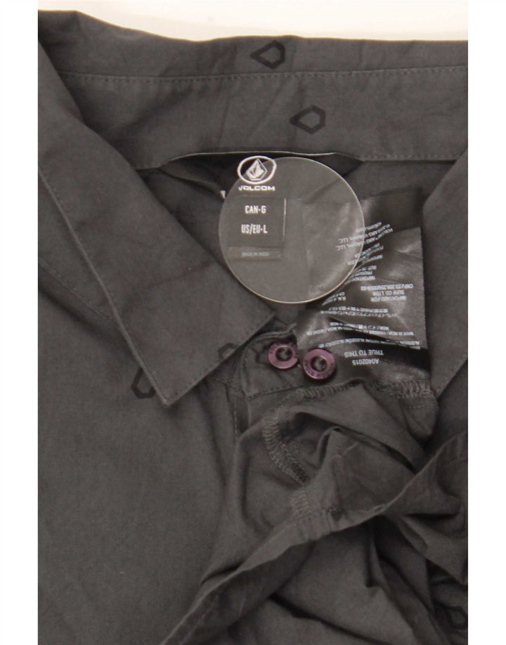 Мужская рубашка Volcom с коротким рукавом и рисунком, большая серая хлопковая рубашка с геометрическим рисунком