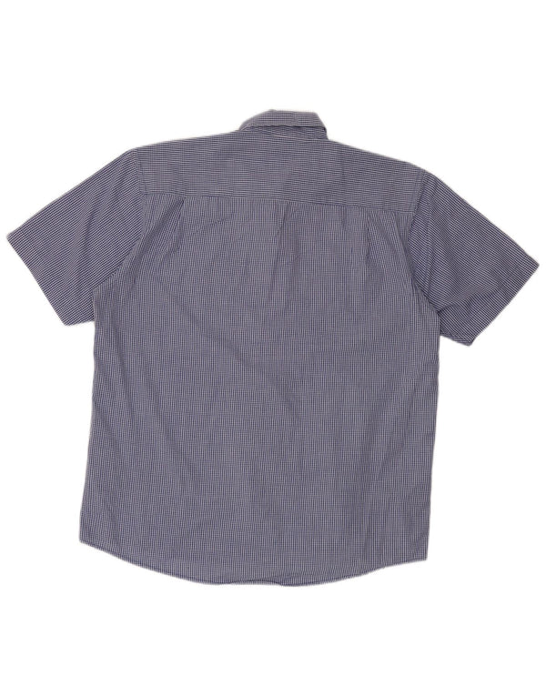 Мужская рубашка стандартного кроя с короткими рукавами Pierre Cardin XL, синяя, хлопок в мелкую клетку