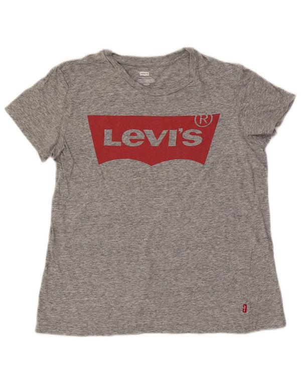 Женская футболка с рисунком Levi's Top UK 10, маленькая, серая, в крапинку
