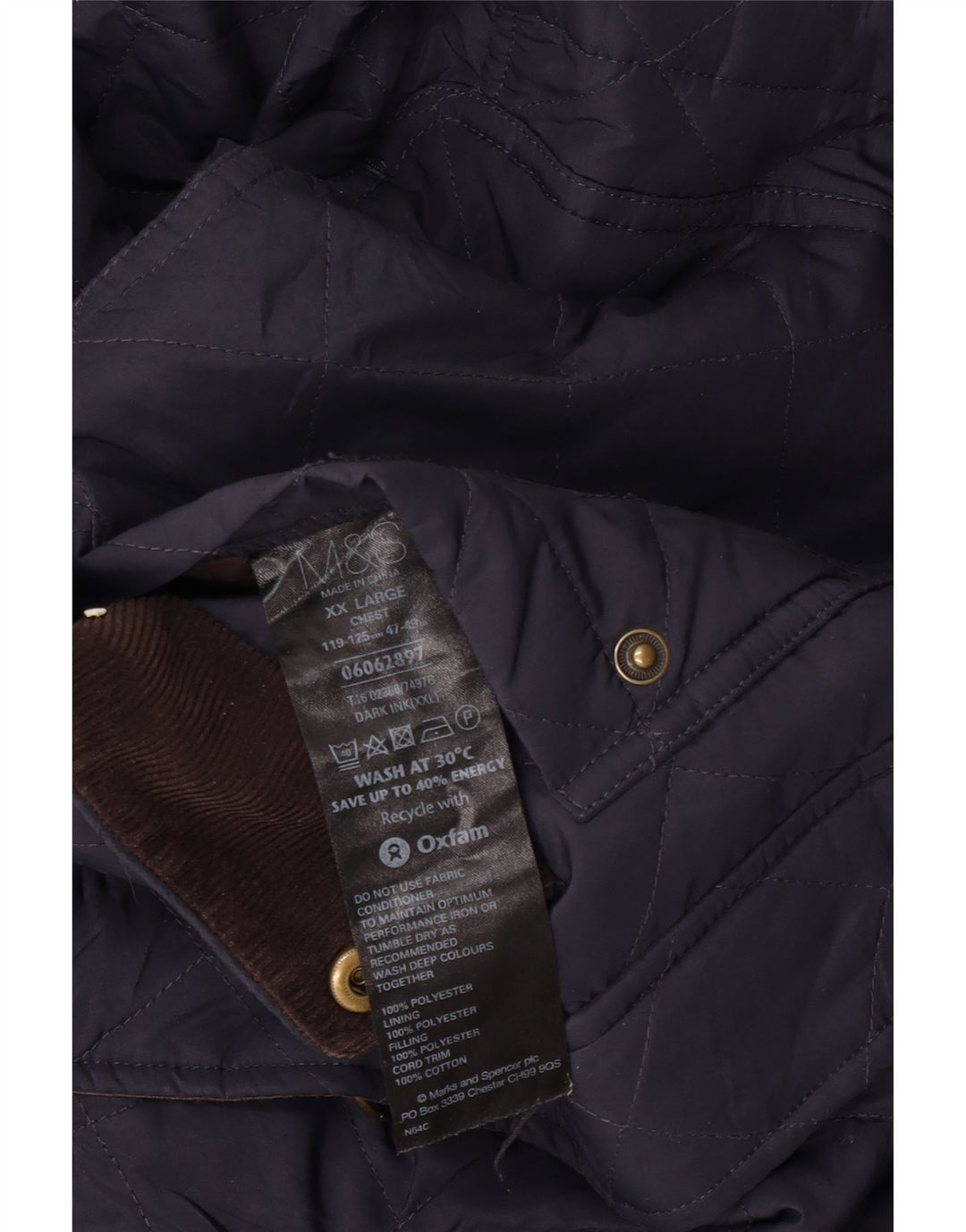 Мужская стеганая куртка Marks & Spencer UK 44 2XL Темно-синий полиэстер