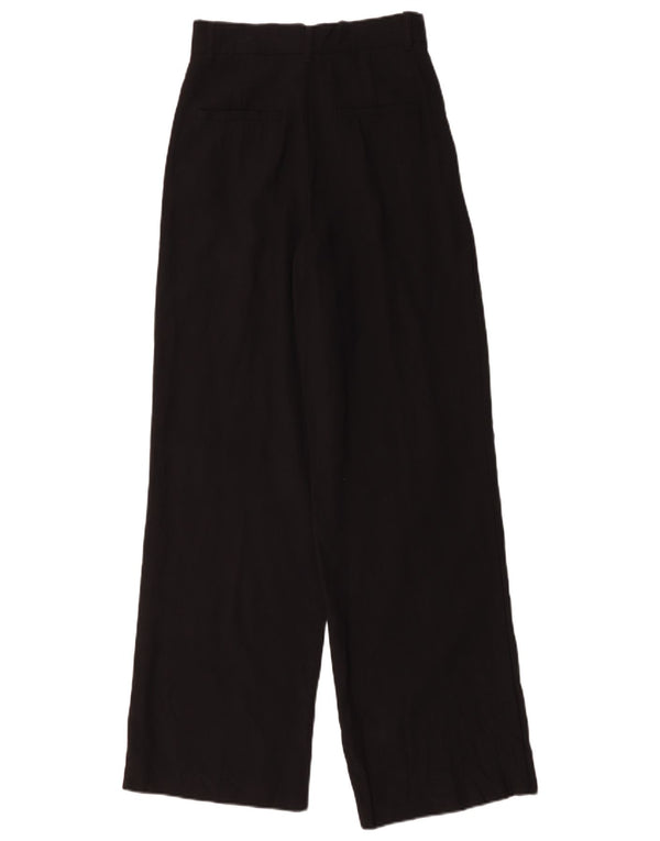 Zara Womens High Waist Wide Leg Chino Trousers XS W24 L31 Black