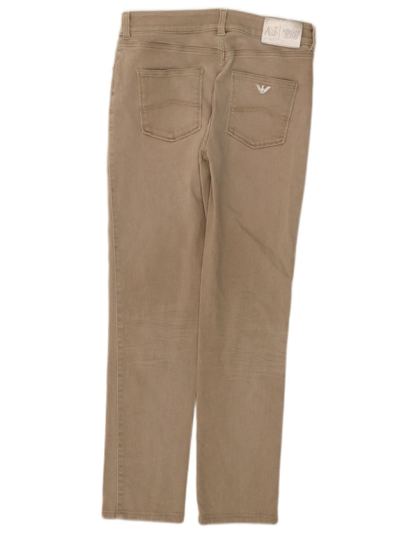 Женские узкие джинсы Armani W30 L28, бежевый хлопок