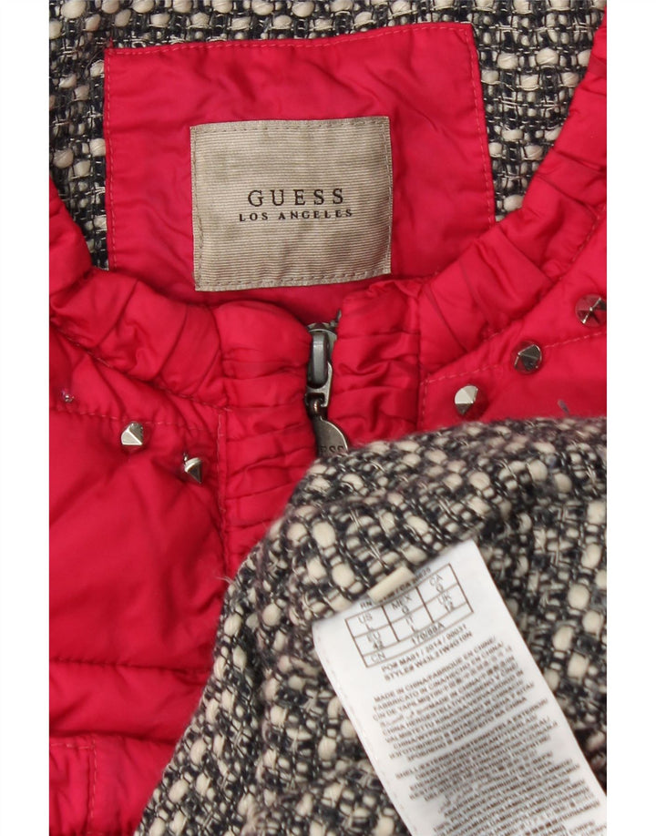 GUESS Женская стеганая куртка UK 12 Средний Розовый Полиамид