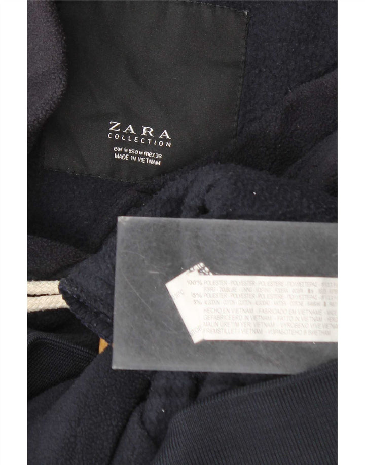 Женская флисовая куртка Zara с капюшоном UK 14, средний темно-синий, полиэстер