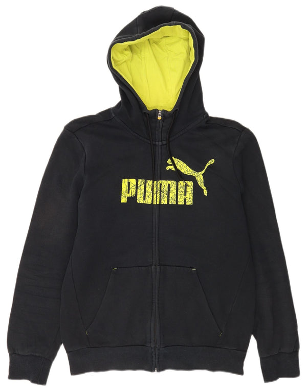 Мужской свитер с капюшоном на молнии Puma, маленький черный, хлопковый