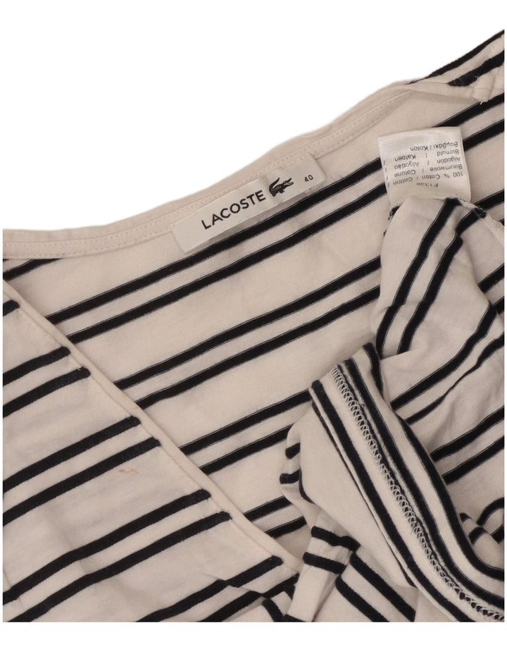 Женская футболка Lacoste, размер 40, средний размер, хлопок в белую полоску