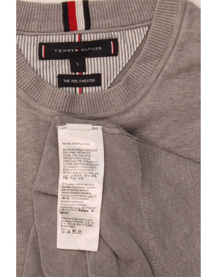 Мужской джемпер с круглым вырезом Tommy Hilfiger, маленький серый хлопковый свитер