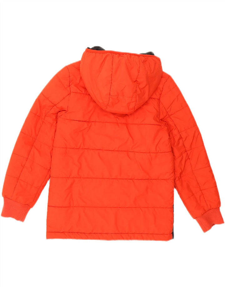 ADIDAS Girls Hooded Padded Jacket 7-8 Years Red Colourblock Polyester Vintage Adidas and Second-Hand Adidas from Messina Hembry 