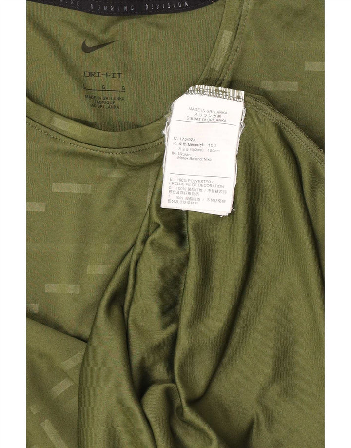 Мужская футболка Nike Dri Fit, большой зеленый полиэстер с геометрическим рисунком