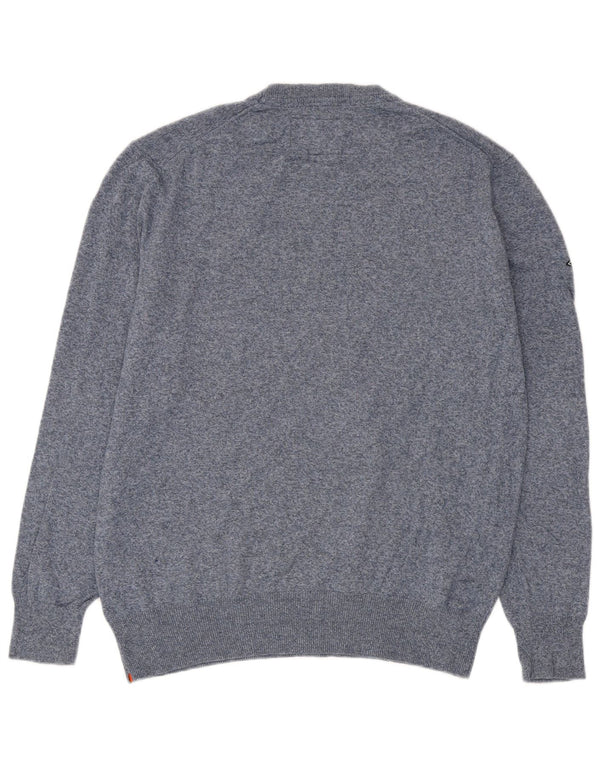 Мужской свитер Superdry с круглым вырезом 2XL, темно-синий, хлопковый с крапинками