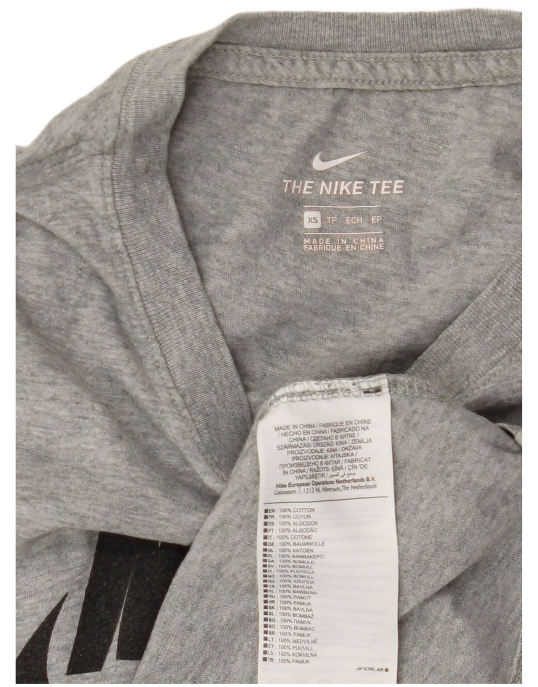 Женская футболка с рисунком NIKE UK 6 XS, серый хлопок с крапинками