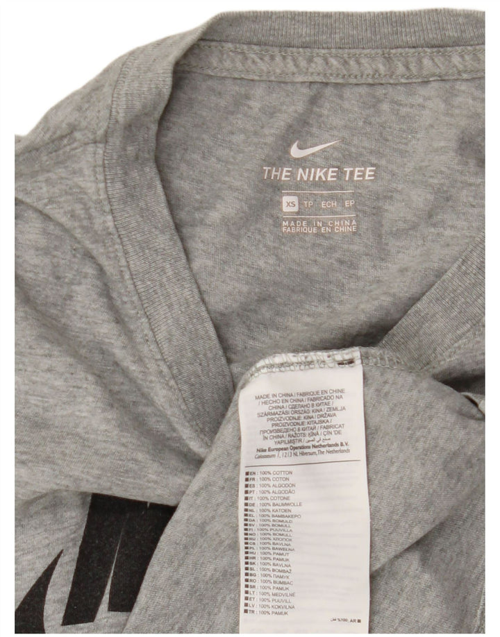 Женская футболка с рисунком NIKE UK 6 XS, серый хлопок с крапинками