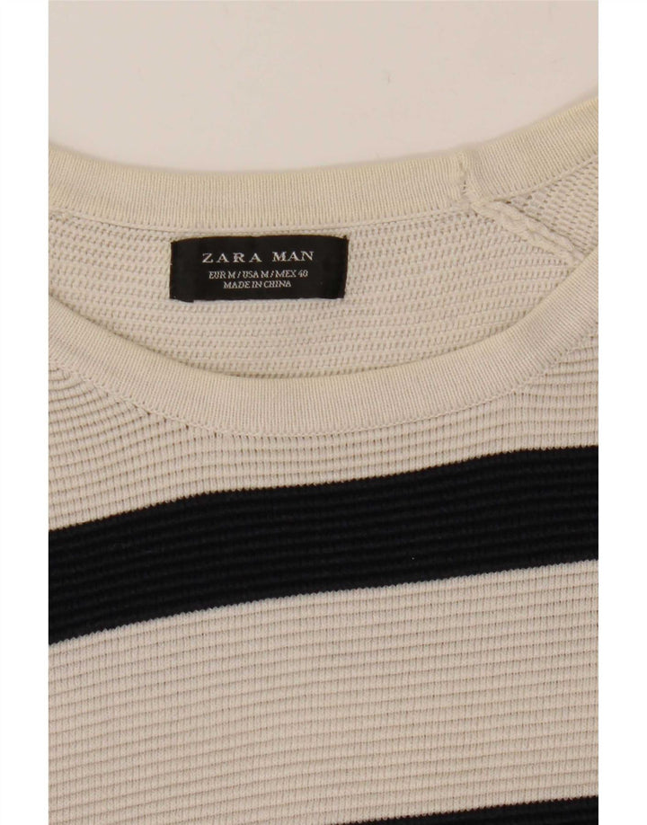 Zara Мужской свитер с круглым вырезом в среднюю белую полоску