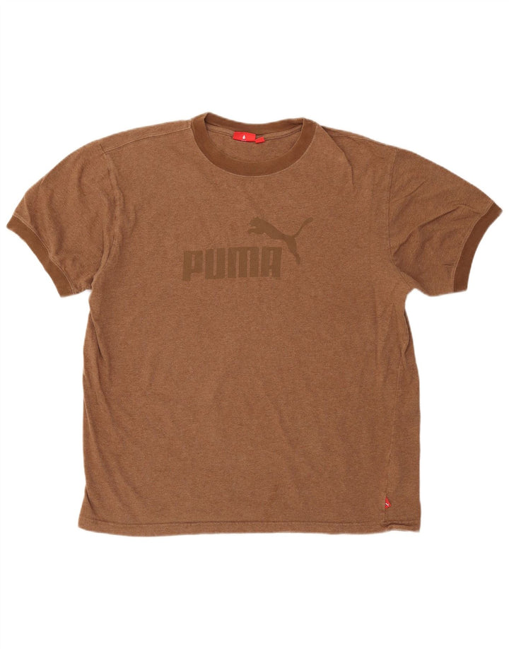 Мужская футболка обычного кроя Puma с рисунком, большой коричневый хлопковый топ