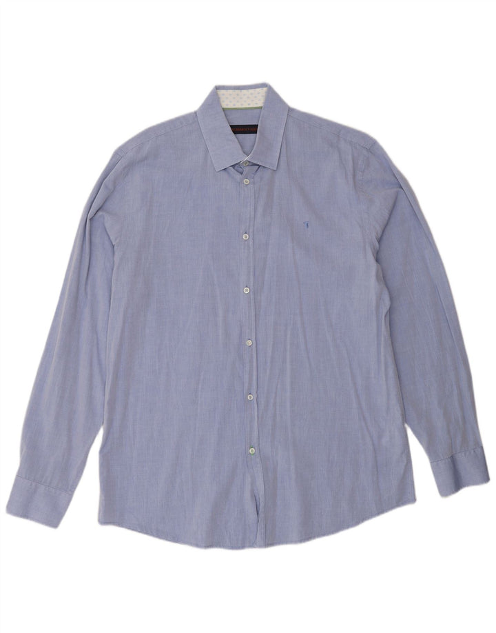 Мужская рубашка Trussardi, размер 42, большая синяя, хлопок