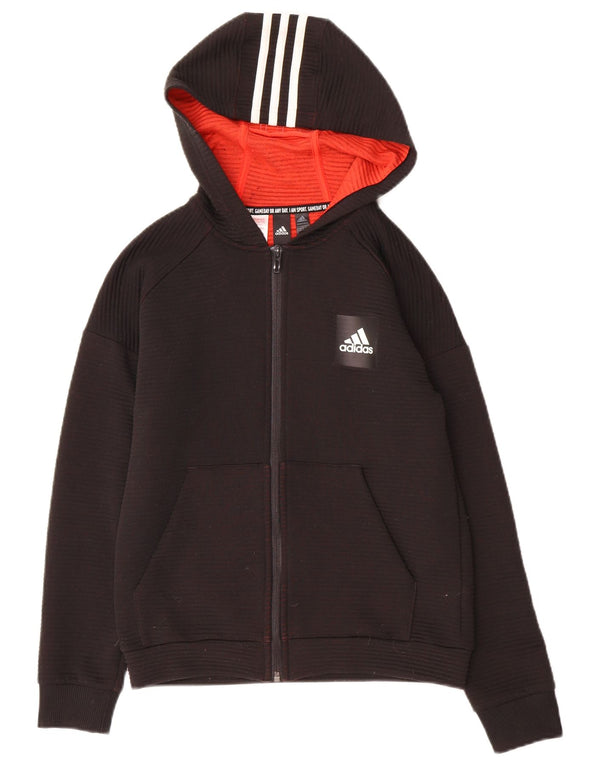 Adidas Boys Zip Hoodie Sweater 11-12 Years Black Polyester