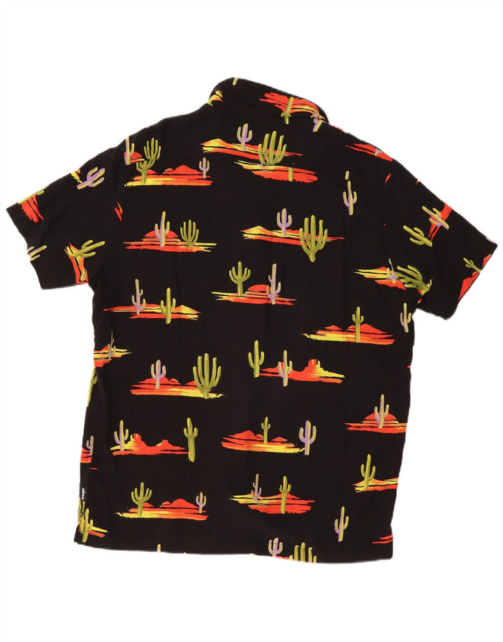 WRANGLER Мужская рубашка с коротким рукавом и регулярным абстрактным узором, большая черная