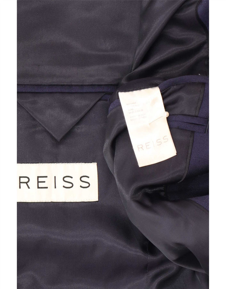 Мужской пиджак Reiss на 1 пуговице UK 38, средний темно-синий, шерстяной