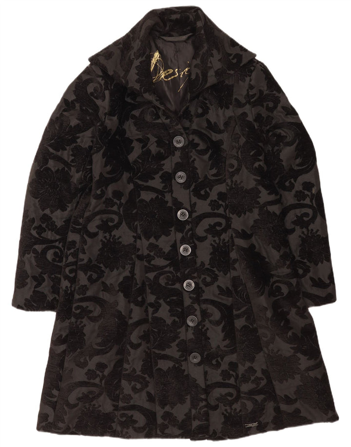 Женское пальто Desigual EU 44 XL, черный полиэстер с цветочным принтом