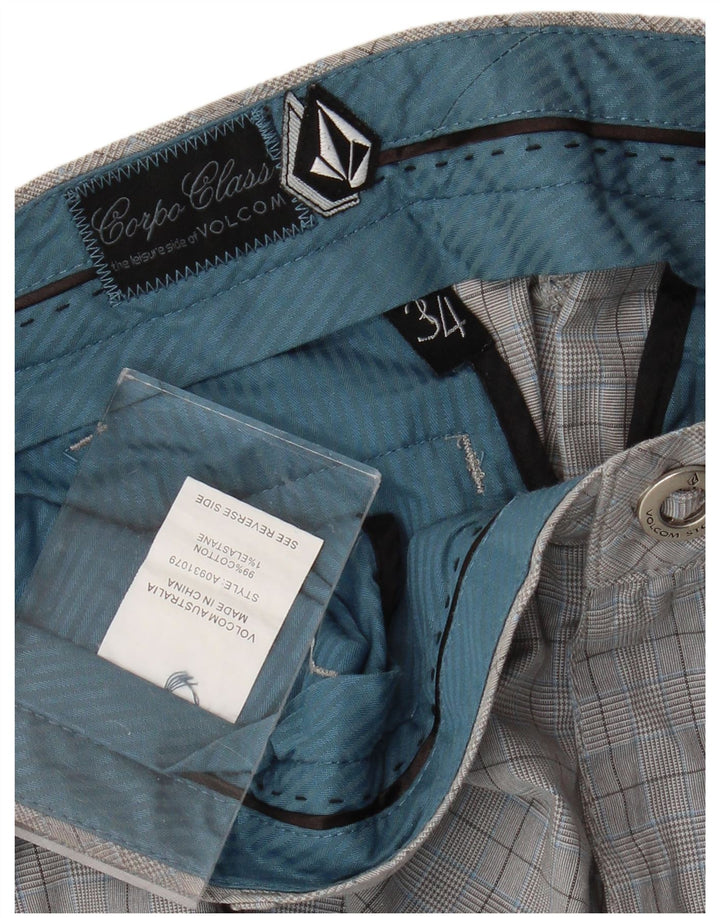 Мужские шорты чинос Volcom W34, большие серые хлопковые шорты в клетку